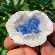 43G Rare Moroccan blue magnesite and quartz crystal coexisting specimen