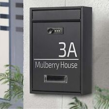 Personalised Large Post Box Lockable Steel Wall Mounted Letter Mailbox with Code