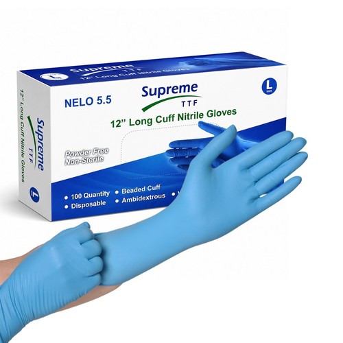 Long cuff nitrile gloves - 12",