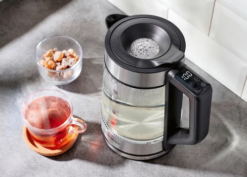 Silver crest glass kettle - silver,