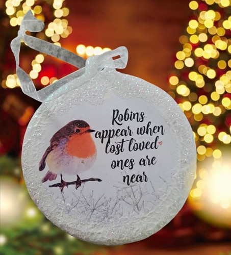 Round hanging robin christmas - robin,