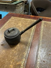 Lovely Original Rare Holcroft 2 Pints Long Handled Cast Iron Aga Gypsy Pan & Lid