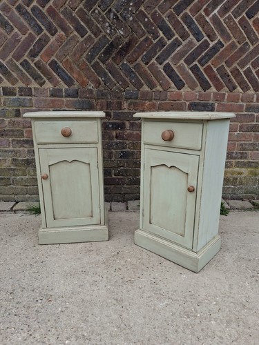 Pair pine bedside tables - bedside,