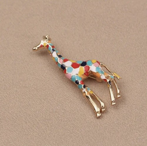 Large giraffe brooch - art, deco
