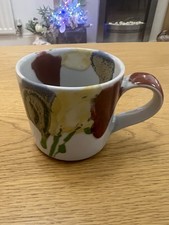 Janice Tchalenko Studio Pottery Poppy Mug Large  Vintage Signed Stoneware