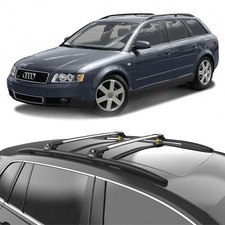 Audi  A4 Avant (B6) 2002-2004 Roof Rack Cross Bars Silver Raised Rails Pair