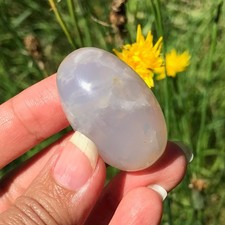 Blue Rose Quartz Mini Palm Worry Stone Crystal Shiva Lingam