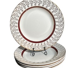 Crownford Burslem England Art Deco Soup Bowls Set of 5 Floral Design 1930s Era