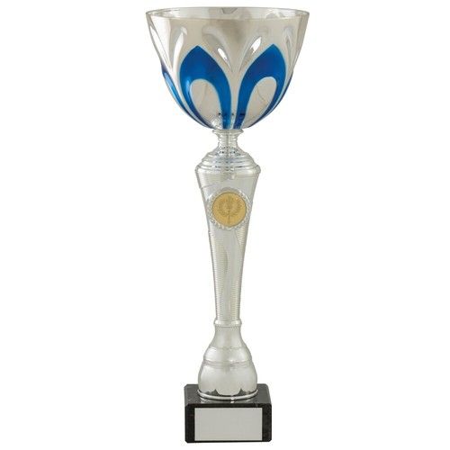 Large silver and - large, blue