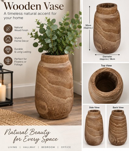 Large wooden vase - wooden,