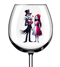 12x Valentine's Day Jack And Sally Skull Lovers Vinyl Sticker Decal Wine Glass