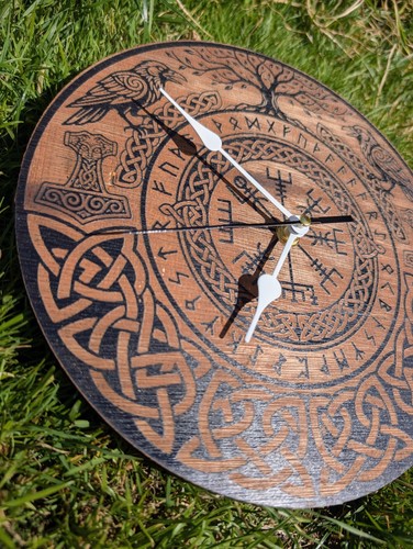 Handmade wooden wall clock - wooden,