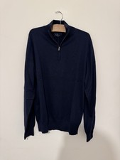 Hackett Cotton Silk Quarter Zip Navy Large BNWT