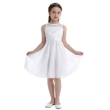 UK Flower Girl Dress Girls Wedding Bridesmaid Pageant Prom Lace Chiffon Dresses