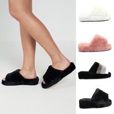 Womens Fur Mules Sliders