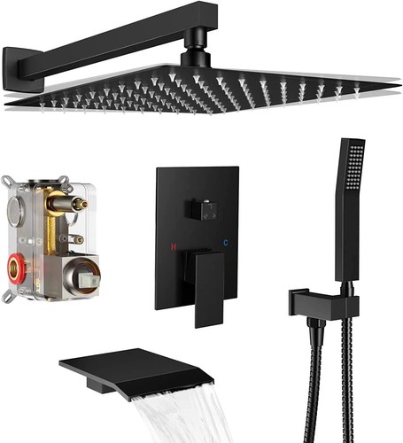 Black shower faucet set mixer - faucet,