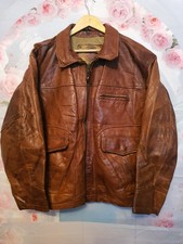 Universal Natural Adventure Brown Leather Jacket XL Mens Vintage Coat