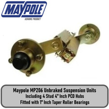 Trailer 250Kg Unbraked Suspension Units Complete with 4 Stud 4 Inch PCD Hubs