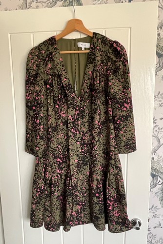 Reiss khaki animal print dress - khaki,