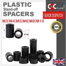 Black Plastic Standoff Spacers M3 M4 M5 M6 M8 M10 stand off Round spacer bush UK
