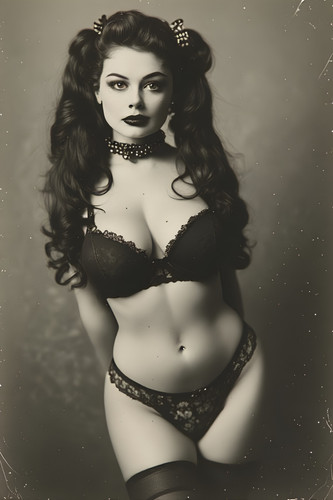 Pin pigtails and lace - pin-up,