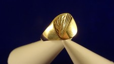 Half Patterned 9ct GOLD Mens SIGNET RING 4.4Gr Sz P-P 1/2 Hm 1990 19p