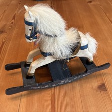 Vintage Ashton Drake Small Wooden Rocking Horse White Hand Painted Carved 1995