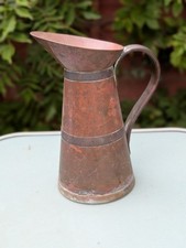 Antique Copper and Brass Jug - Measuring Jug? Makers Name on Base