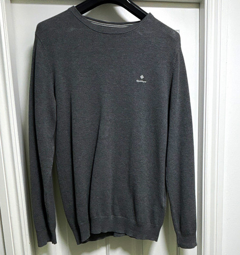 Gant grey crew neck pullover - neck,