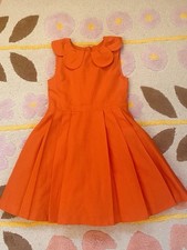 Jacadi Paris Girl  Deep Orange Dress W/ Petal Collars. Fully Lined - Size 12T