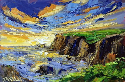 Coastal cliff seascape oil - coastal,