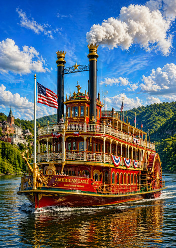 Vintage american steam boat - american,