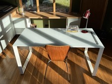 Large White Glass topped Desk