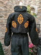 Rare Vintage 80s 90s Rare Bogner Ski Suit Black With Gold Embroidery Detail