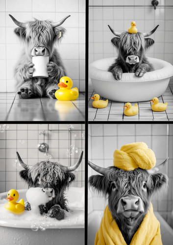 Highland cow bathroom wall - a3,