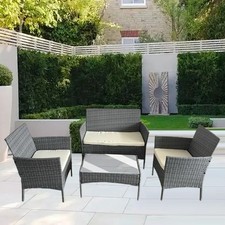Rattan Garden Furniture Set 4 Piece Patio Table Chairs Sofa Outdoor Conservatory