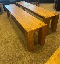 Pair solid oak benches for