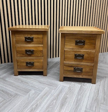 Oak Bedside Tables Pair – Rustic Pair of Night Stand Lockers Fully Built