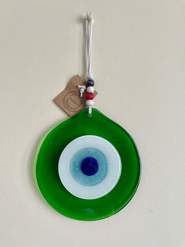 Green evil eye fused - eye,, glass