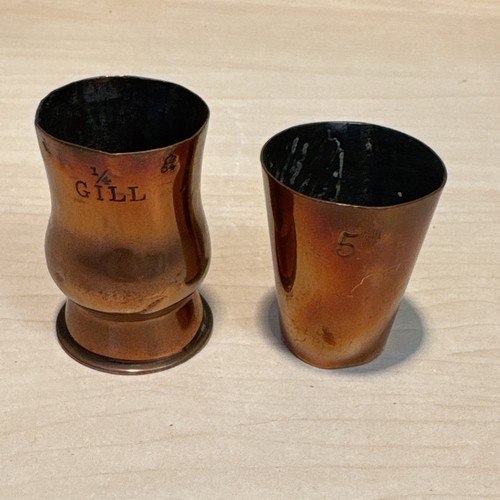 Antique copper measuring cups - antique,
