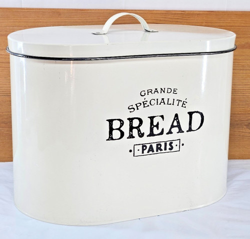 Vintage cream enamel - bread, bin