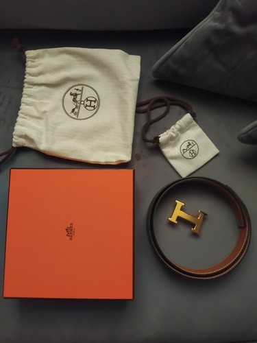 Hermes gold plated leather - h,