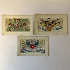 3 WW1 Embroidered Silk pcs Mother AY612