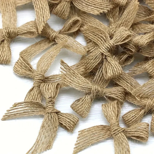 100 burlap natural bows - 50,