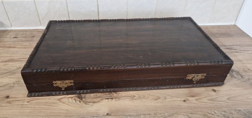 Vintage carved wooden lined - vintage,
