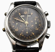 A Vintage 1940s Triple Calendar Chronograph Wristwatch Valjoux 72 Steel 35mm