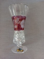 Lead Crystal Vase(1980's) With Ruby Stripe. 