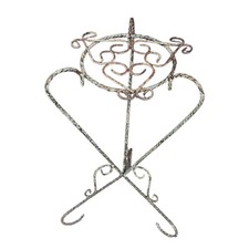 Vintage Wrought Iron Plant Stand – French Scrolled Mid Century Garden Decor