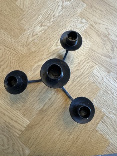 Vtg black wrought iron - wrought, candle