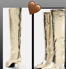 ZARA METALLIC HIGH-HEEL BOOTS